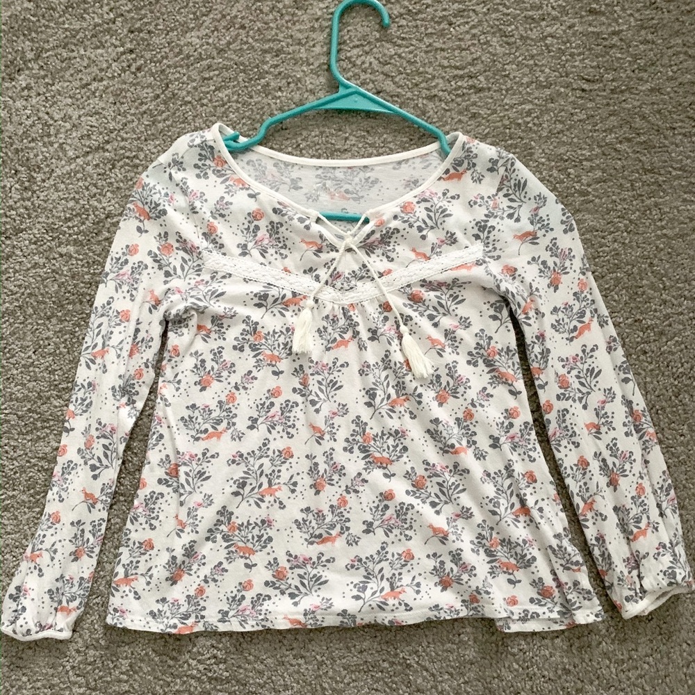 Justice Floral White Blouse